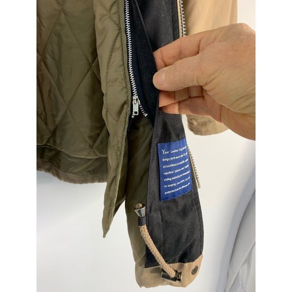 Mens London Fog Limited Ed Size M Winter Coat Removable Lining Hood Khaki 6039 - Picture 8 of 13